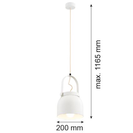 Argon 8280 - Lámpara colgante LOGAN 1xE27/15W/230V diá. 20 cm blanco