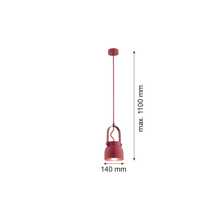Argon 8292 - Lámpara colgante LOGAN 1xE27/15W/230V diá. 14 cm rojo