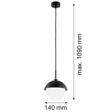 Argon 8295 - Lámpara colgante CAPPELLO 1xE27/15W/230V negro