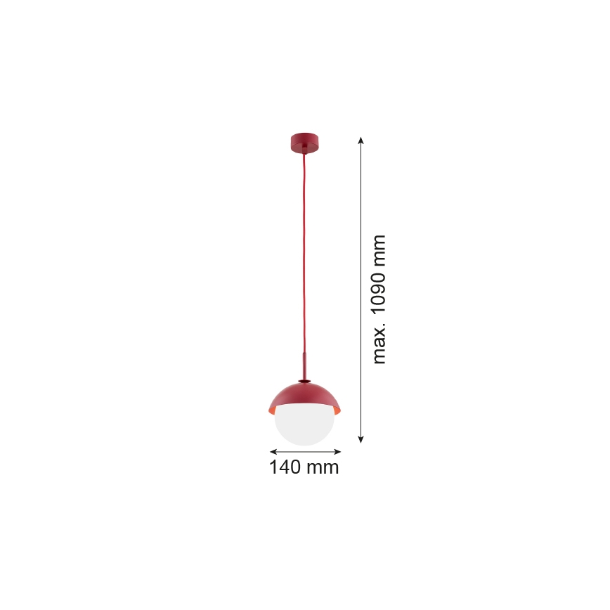 Argon 8296 - Lámpara colgante CAPPELLO 1xE27/15W/230V rojo