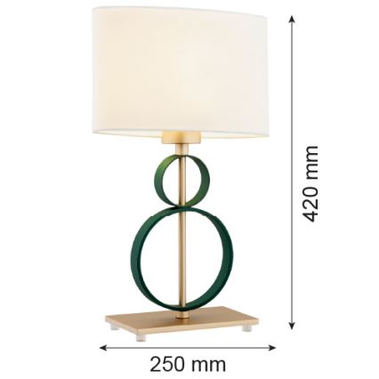 Argon 8317 - Lámpara de mesa PERSEO 1xE27/15W/230V 42 cm color crema/verde