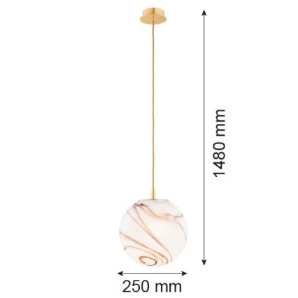 Argon 8447 - Lámpara colgante ALMIROS 1xE27/15W/230V diá. 25 cm alabastro dorado