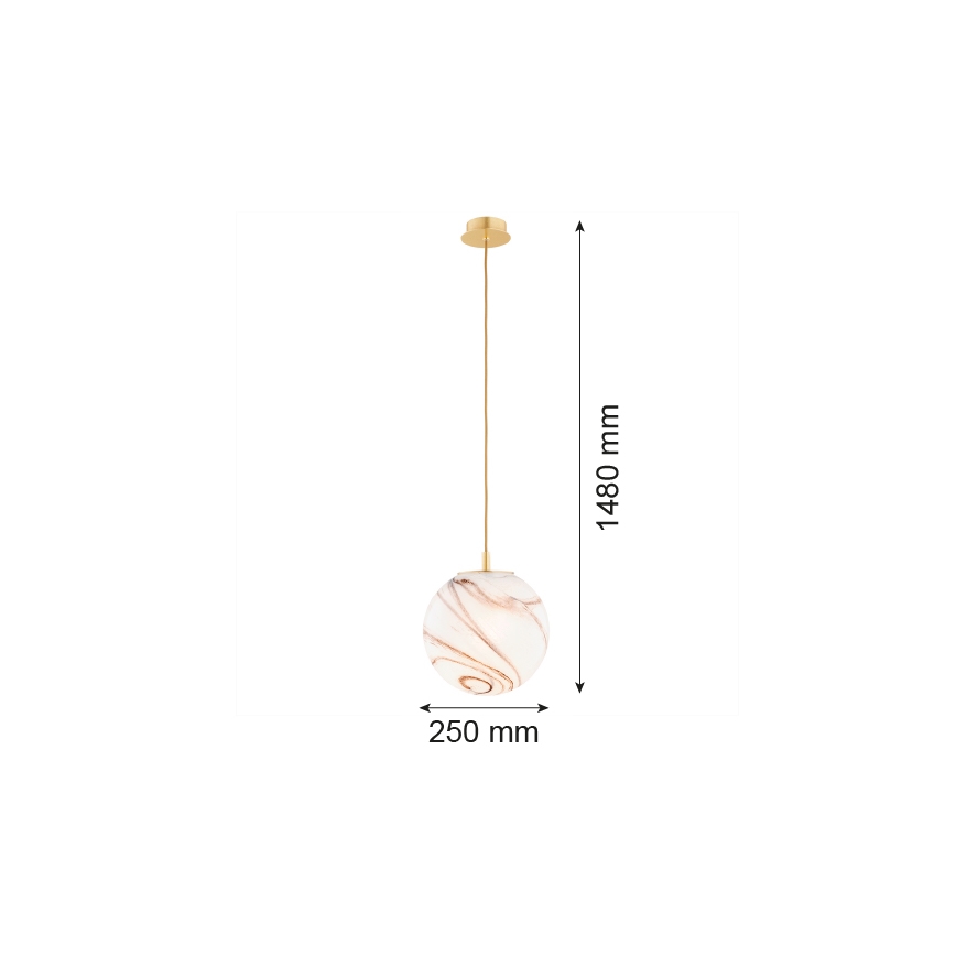 Argon 8447 - Lámpara colgante ALMIROS 1xE27/15W/230V diá. 25 cm alabastro dorado