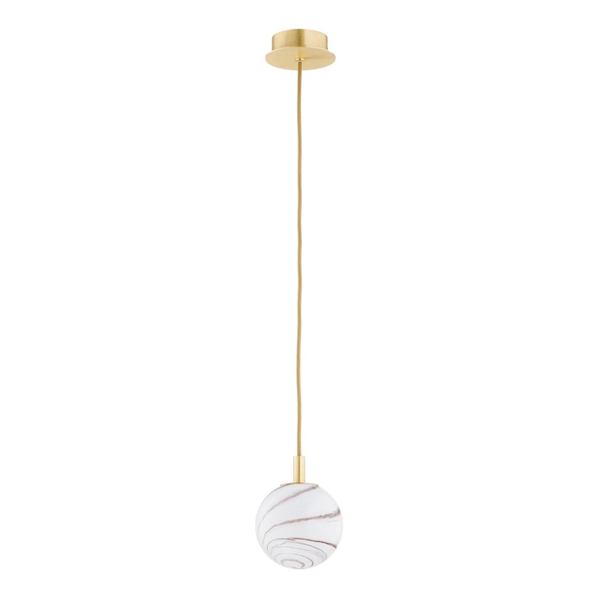 Argon 8450 - Lámpara colgante ALMIROS 1xE14/7W/230V diá. 12 cm alabastro dorado