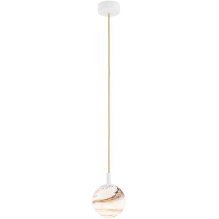 Argon 8451 - Lámpara colgante ALMIROS 1xE14/7W/230V diá. 12 cm alabastro blanco/dorado