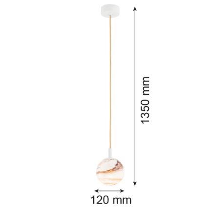 Argon 8451 - Lámpara colgante ALMIROS 1xE14/7W/230V diá. 12 cm alabastro blanco/dorado