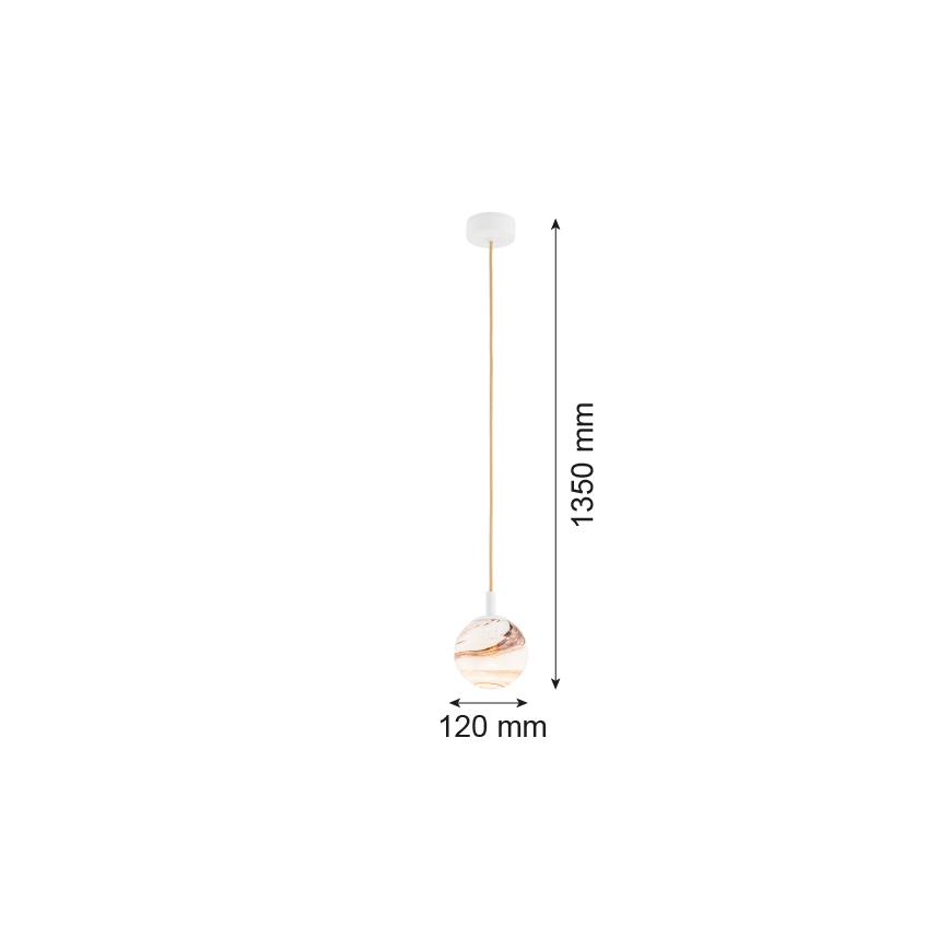 Argon 8451 - Lámpara colgante ALMIROS 1xE14/7W/230V diá. 12 cm alabastro blanco/dorado