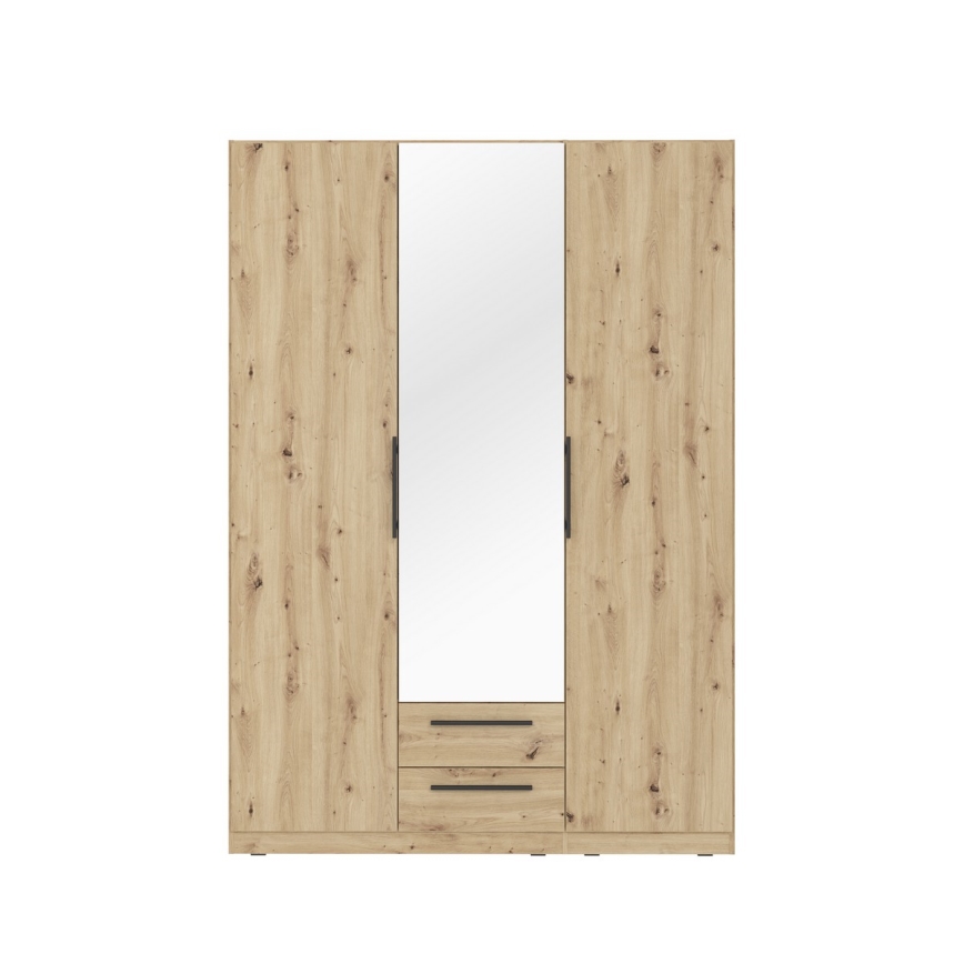 Armario con espejo MARO 150x213 cm roble artisan