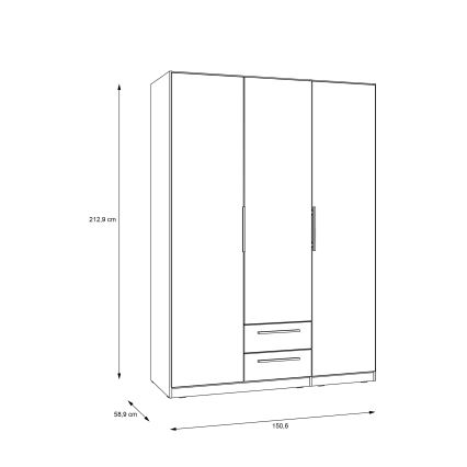 Armario con espejo MARO 150x213 cm roble artisan