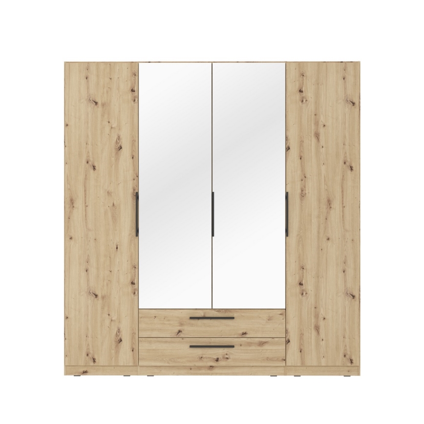 Armario con espejo MARO 200x213 cm roble artisan