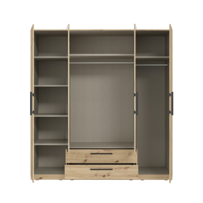 Armario con espejo MARO 200x213 cm roble artisan