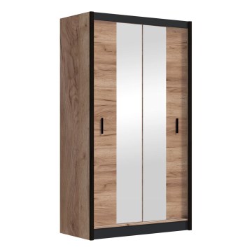 Armario con espejo MIRO 120x215 cm roble craft/negro
