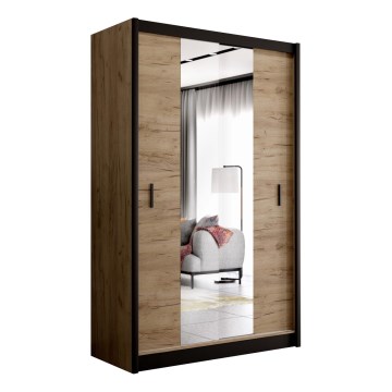 Armario con espejo MIRO 150x215 cm roble craft/negro
