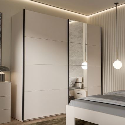 Armario con espejo ODEN 220x210 cm beige