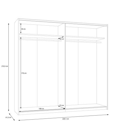 Armario con espejo ODEN 220x210 cm beige