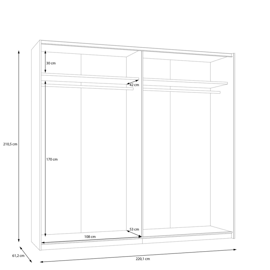 Armario con espejo ODEN 220x210 cm beige