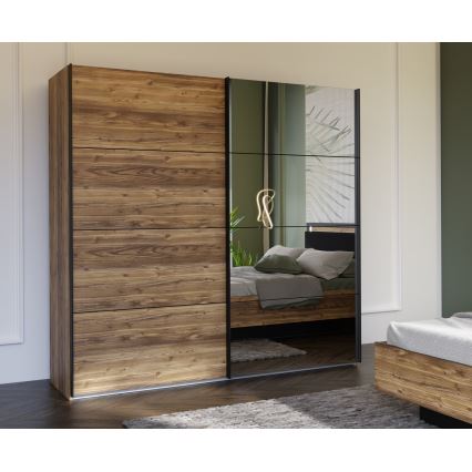 Armario con espejo OREN 220x210 cm, acabado roble Artisan