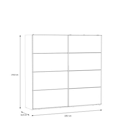 Armario con espejo OREN 220x210 cm, acabado roble Artisan