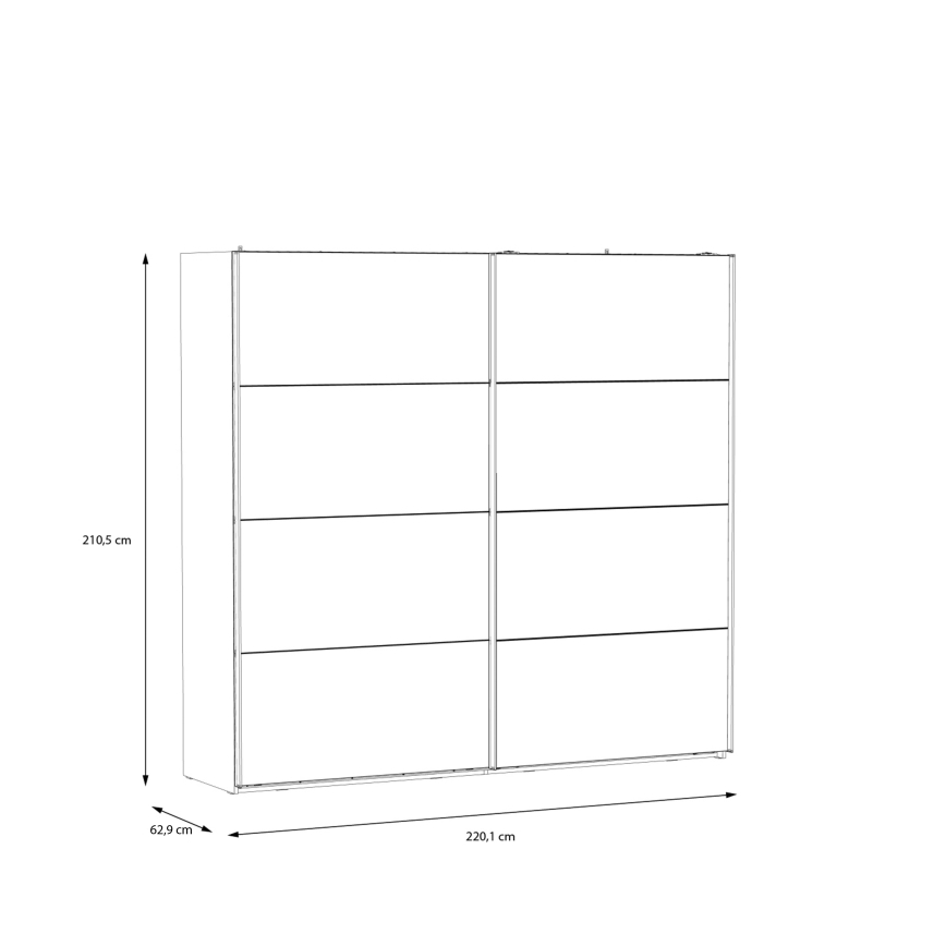 Armario con espejo OREN 220x210 cm, acabado roble Artisan