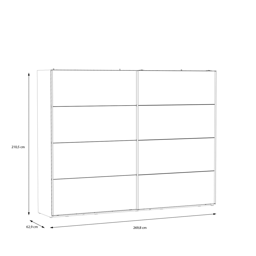 Armario con espejo OREN 270x210 cm roble artisan