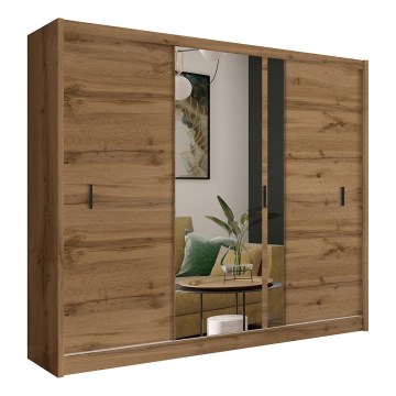 Armario con espejo SABRINA 250x215 cm roble woltan