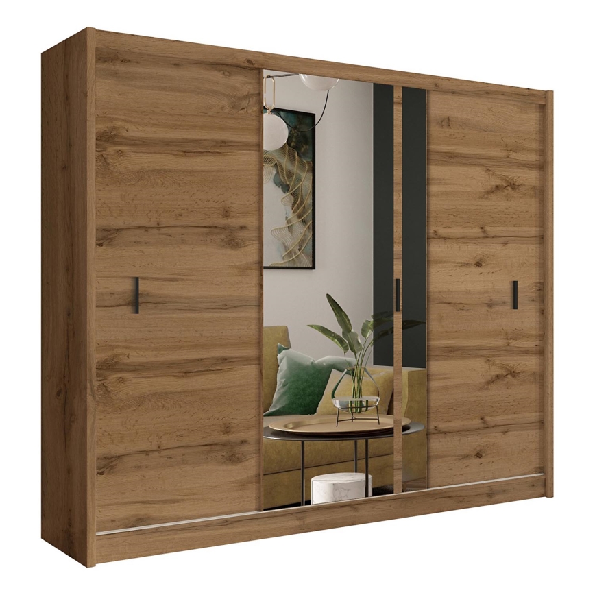 Armario con espejo SABRINA 250x215 cm roble woltan