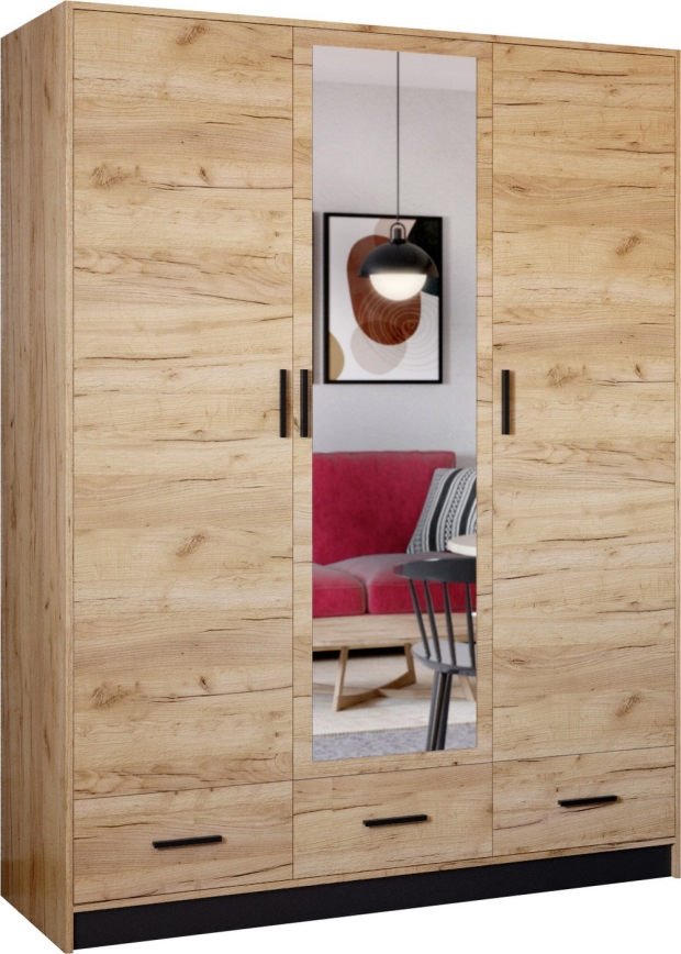 Armario con espejo SANNA 150x215 cm roble craft