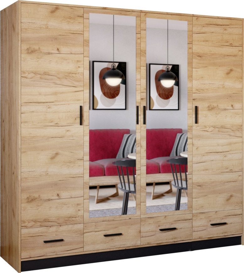 Armario con espejo SANNA 200x215 cm roble craft