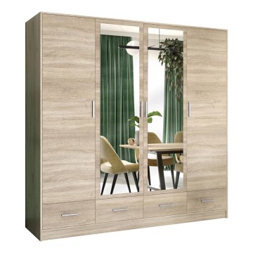 Armario con espejo SANNA 200x215 cm roble sonoma
