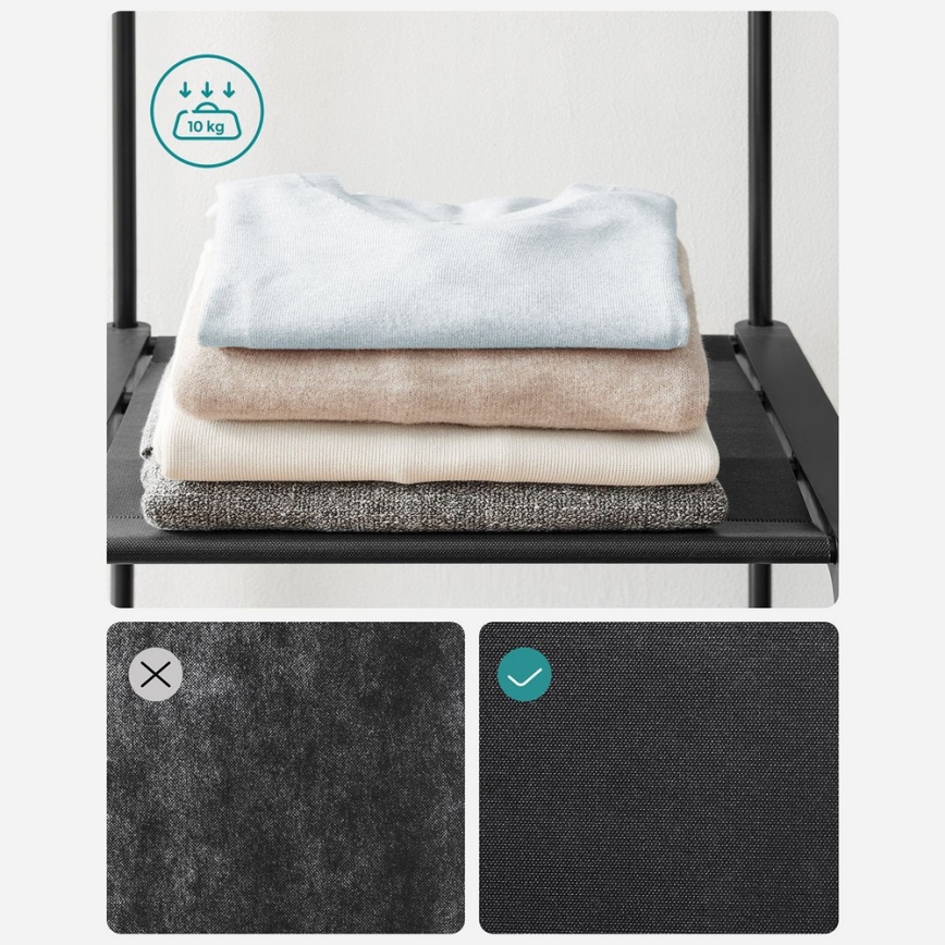 Armario de almacenamiento con estantes y barra para colgar MATIS 138x182 cm negro