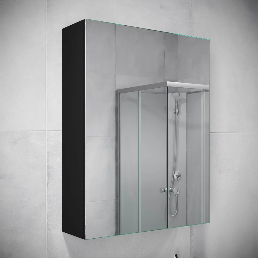 Armario de baño con espejo HENRY 65x50 cm negro