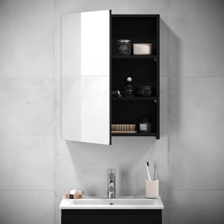 Armario de baño con espejo HENRY 65x50 cm negro