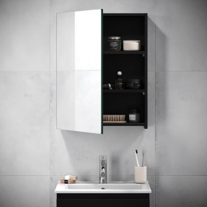 Armario de baño con espejo KENWOOD 65x50 cm negro