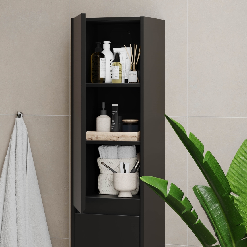 Armario de baño TRONDHEIM 174 cm, negro