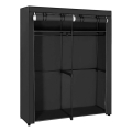 Armario de tela para almacenamiento MATIS 140x174 cm, negro, con estantes y barra para colgar