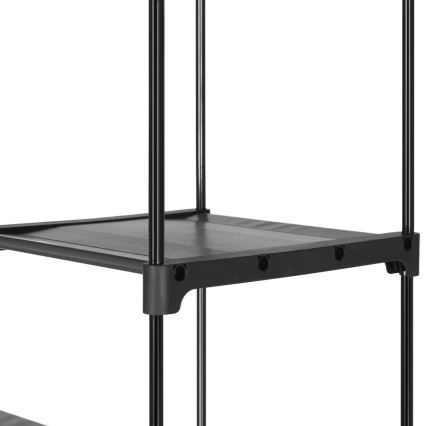 Armario de tela para almacenamiento MATIS 140x174 cm, negro, con estantes y barra para colgar
