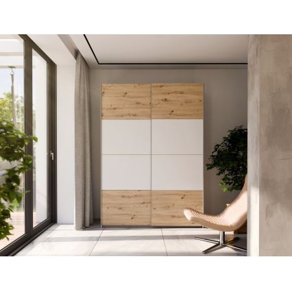 Armario KARO 150x210 cm blanco/roble artisan