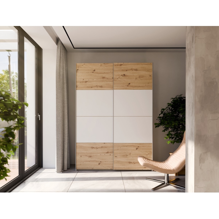Armario KARO 150x210 cm blanco/roble artisan