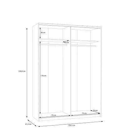 Armario KARO 150x210 cm blanco/roble artisan