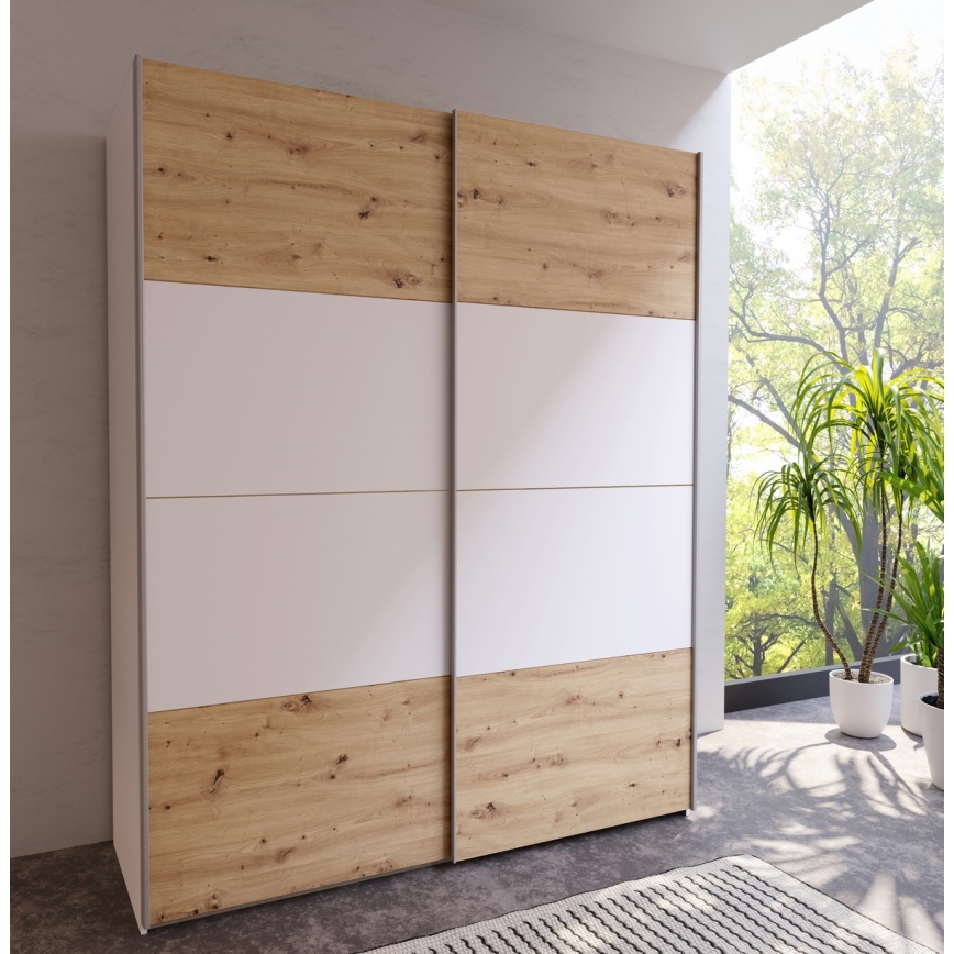 Armario KARO 170x210 cm blanco/roble artisan