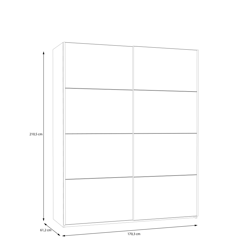 Armario KARO 170x210 cm blanco/roble artisan