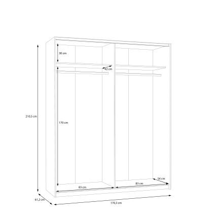 Armario KARO 170x210 cm blanco/roble artisan