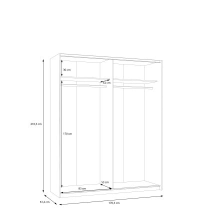 Armario KARO 170x210 cm gris/verde