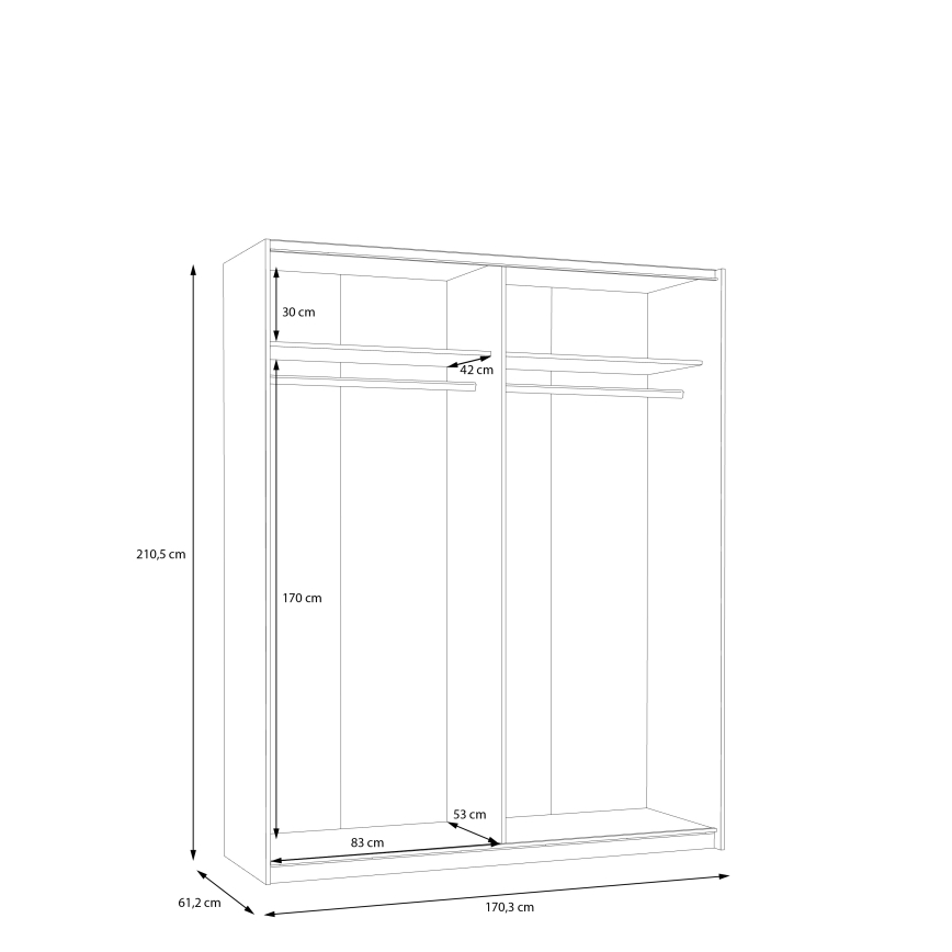 Armario KARO 170x210 cm gris/verde