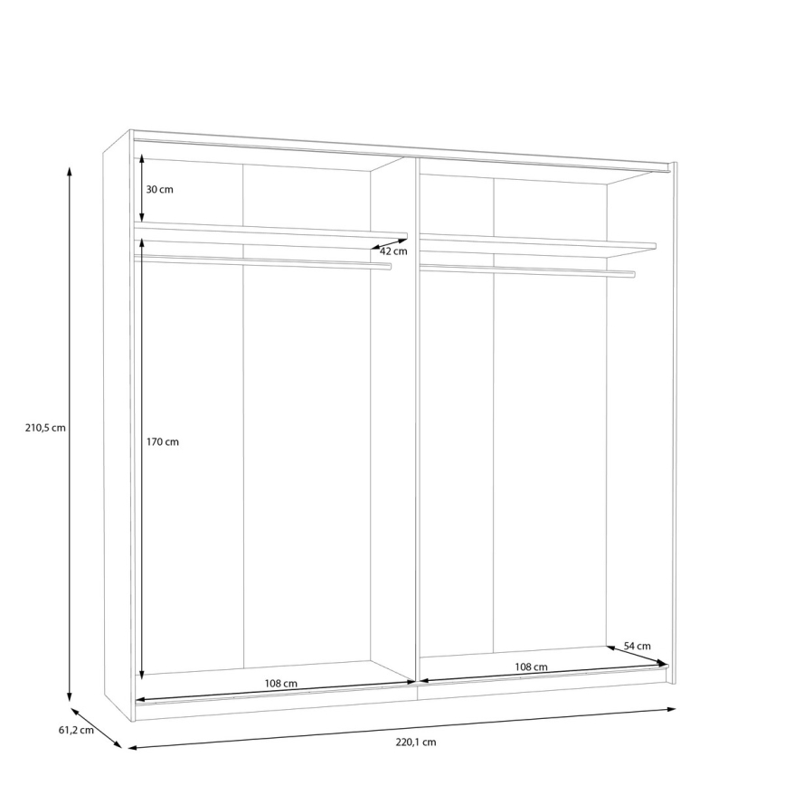 Armario KARO 220x210 cm blanco/roble Artisan