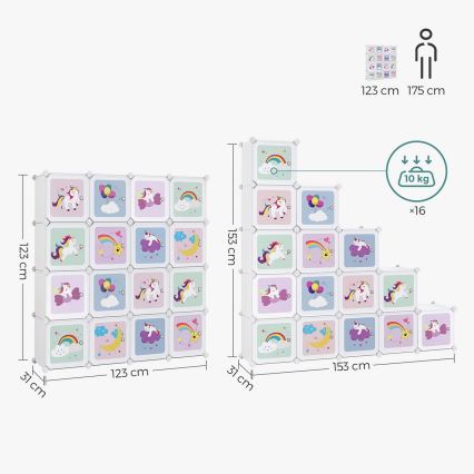 Armario modular infantil con cajas de almacenamiento ANET multicolor