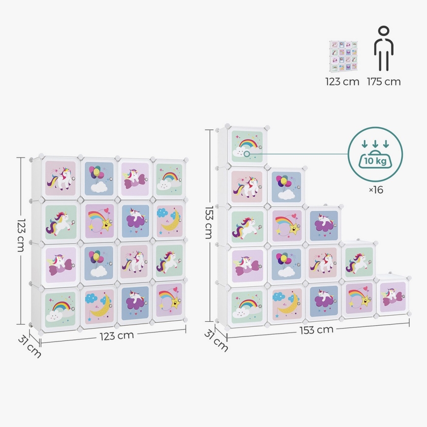 Armario modular infantil con cajas de almacenamiento ANET multicolor