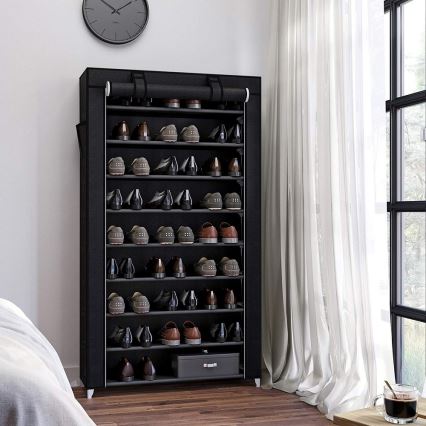 Armario organizador de tela con estantes MATIS 88x160 cm, negro