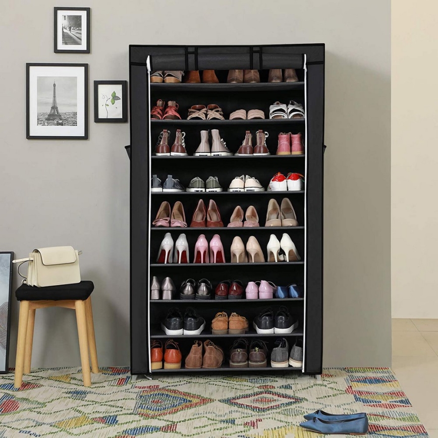 Armario organizador de tela con estantes MATIS 88x160 cm, negro