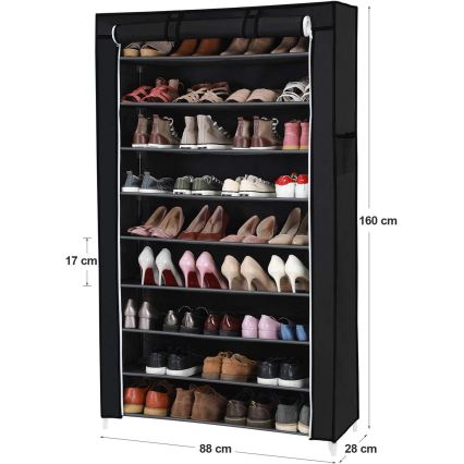 Armario organizador de tela con estantes MATIS 88x160 cm, negro